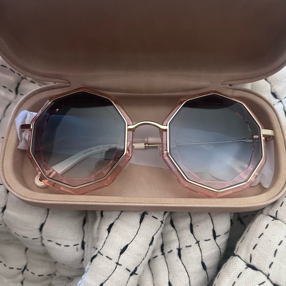 Chloe Accessories - Chloe Pink- Gold and Black Sunglasses